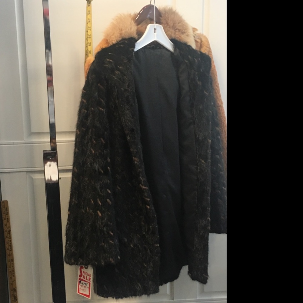 Black sheared mink fur coat